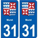 31 Muret blason ville autocollant plaque stickers