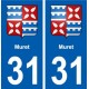 31 Muret blason ville autocollant plaque stickers