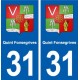 31 Quint-Fonsegrives blason ville autocollant plaque stickers