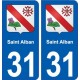 31 Saint-Alban blason ville autocollant plaque stickers