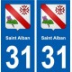 31 Saint-Alban blason ville autocollant plaque stickers