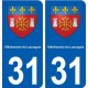 31 Villefranche-de-Lauragais blason ville autocollant plaque stickers