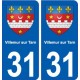 31 Villemur-sur-Tarn blason ville autocollant plaque stickers