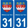 31 Villemur-sur-Tarn blason ville autocollant plaque stickers