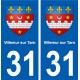 31 Villemur-sur-Tarn blason ville autocollant plaque stickers