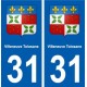 31 Villeneuve-Tolosane blason ville autocollant plaque stickers