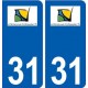 31 Villeneuve-Tolosane logo ville autocollant plaque stickers