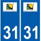 31 Villeneuve-Tolosane logo ville autocollant plaque stickers