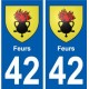 42 Feurs blason ville autocollant plaque stickers