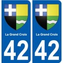 42 La Grand-Croix blason ville autocollant plaque stickers