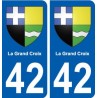 42 La Grand-Croix blason ville autocollant plaque stickers