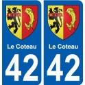 42 Le Coteau blason ville autocollant plaque stickers