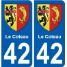 42 Le Coteau blason ville autocollant plaque stickers
