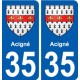 35 Acigné blason autocollant plaque stickers ville