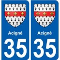 35 Acigné blason autocollant plaque stickers ville