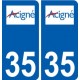 35 Acigné logo blason autocollant plaque stickers ville