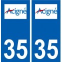 35 Acigné logo blason autocollant plaque stickers ville