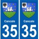 35 Cancale blason autocollant plaque stickers ville