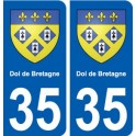 35 Dol-de-Bretagne stemma adesivo piastra adesivi città