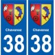 38 Chavanoz blason autocollant plaque ville
