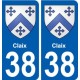 38 Claix blason autocollant plaque ville