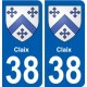 38 Claix blason autocollant plaque ville