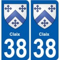 38 Claix blason autocollant plaque ville