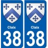38 Claix blason autocollant plaque ville