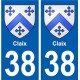 38 Claix blason autocollant plaque ville