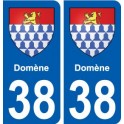 38 Domène escudo de armas de la etiqueta engomada de la placa de la ciudad