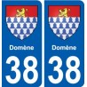 38 Domène blason autocollant plaque ville