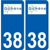 38 Domène logo autocollant plaque ville