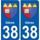 38 Gières blason autocollant plaque ville