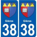 38 Gières blason autocollant plaque ville