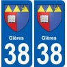 38 Gières blason autocollant plaque ville