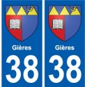 38 Gières blason autocollant plaque ville