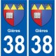 38 Gières blason autocollant plaque ville