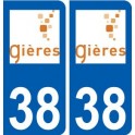38 Gières logo autocollant plaque ville
