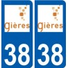 38 Gières logo autocollant plaque ville