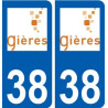 38 Gières logo autocollant plaque ville