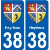 38 Heyrieux blason autocollant plaque ville