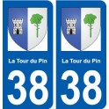 38 de La Tour-du-Pin escudo de armas de la etiqueta engomada de la placa de la ciudad