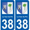 38 La Tour-du-Pin blason autocollant plaque ville
