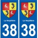 38 La Verpillière blason ville autocollant plaque stickers