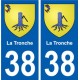 38 La Tronche blason ville autocollant plaque stickers