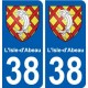 38 L'Isle-d'Abeau blason ville autocollant plaque stickers