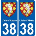 38 L'Isle-d'Abeau blason ville autocollant plaque stickers