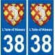 38 L'Isle-d'Abeau blason ville autocollant plaque stickers