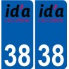 38 L'Isle-d'Abeau logo ville autocollant plaque stickers