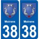 38 Moirans blason ville autocollant plaque stickers